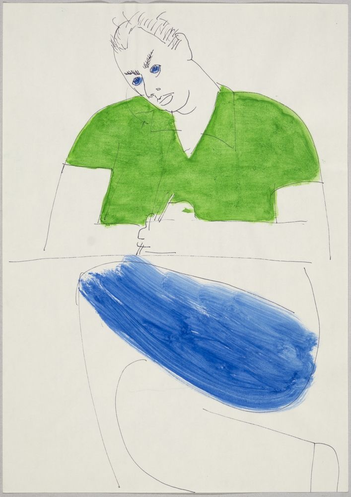 ohne Titel [Selbstporträtstudie in grünem Hemd] (VG Bild-Kunst Bonn 2019 RR-F)