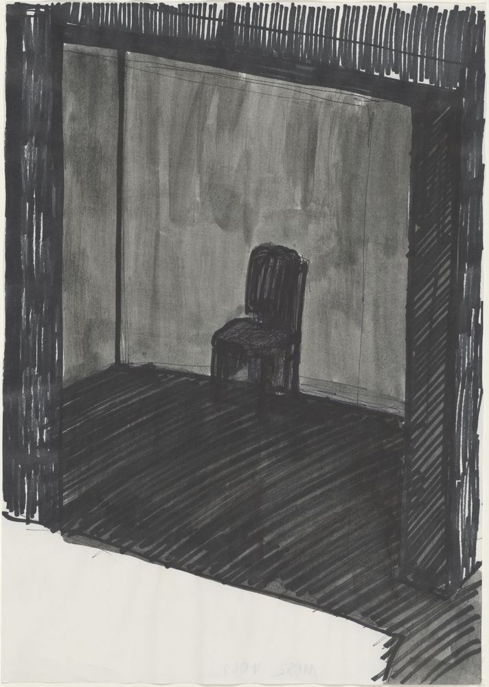 ohne Titel [Bühnenbild - Stuhl im Raum] (VG Bild-Kunst Bonn 2019 RR-F)