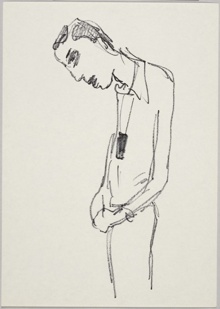 ohne Titel [Porträtstudie - Mann mit Brustbeutel] (VG Bild-Kunst Bonn 2019 RR-F)