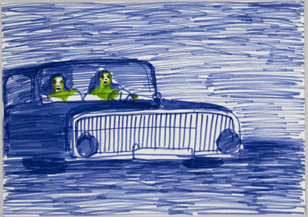 ohne Titel [Illustrative Studie - Paar im Auto] (VG Bild-Kunst Bonn 2019 RR-F)
