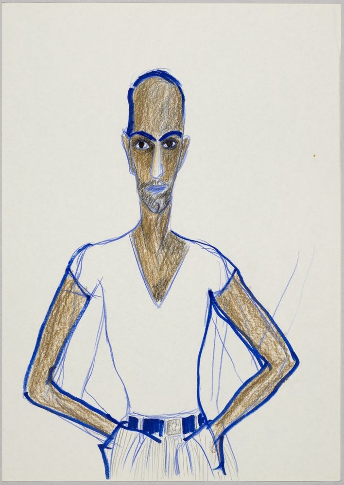 ohne Titel [Porträtstudie - Mann mit dunkler Haut] (VG Bild-Kunst Bonn 2019 RR-F)