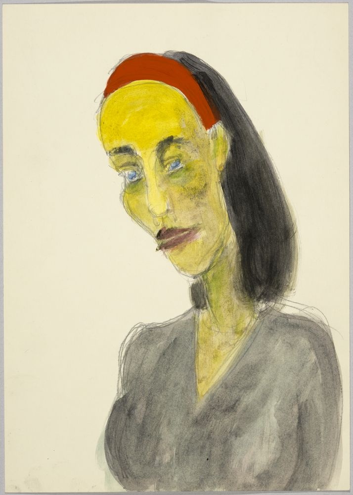 ohne Titel [Porträtstudie - Frau mit rotem Haarband] (VG Bild-Kunst Bonn 2019 RR-F)