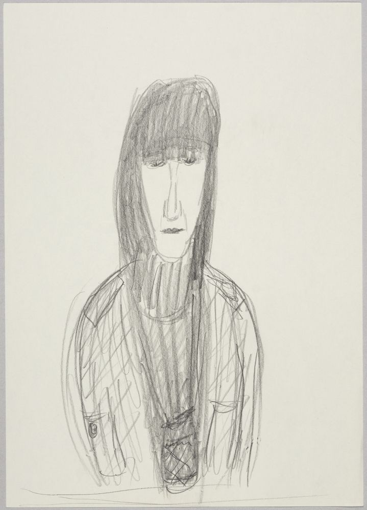 ohne Titel [Porträtstudie - Person mit Brustbeutel] (VG Bild-Kunst Bonn 2019 RR-F)