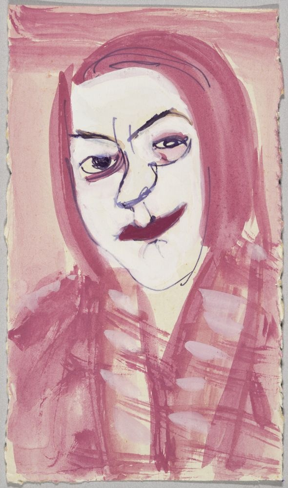 ohne Titel [Porträtstudie - Frau mit rotem Schal] (VG Bild-Kunst Bonn 2019 RR-F)