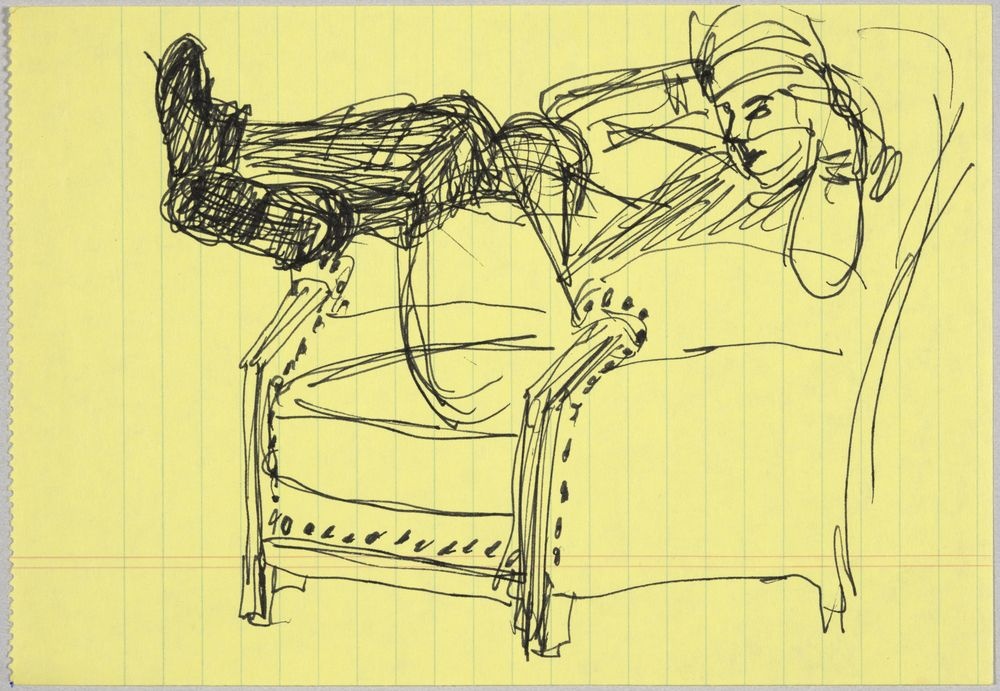 ohne Titel [Porträtstudie - Frau im Sessel mit hochgelegten Beinen] (VG Bild-Kunst Bonn 2019 RR-F)