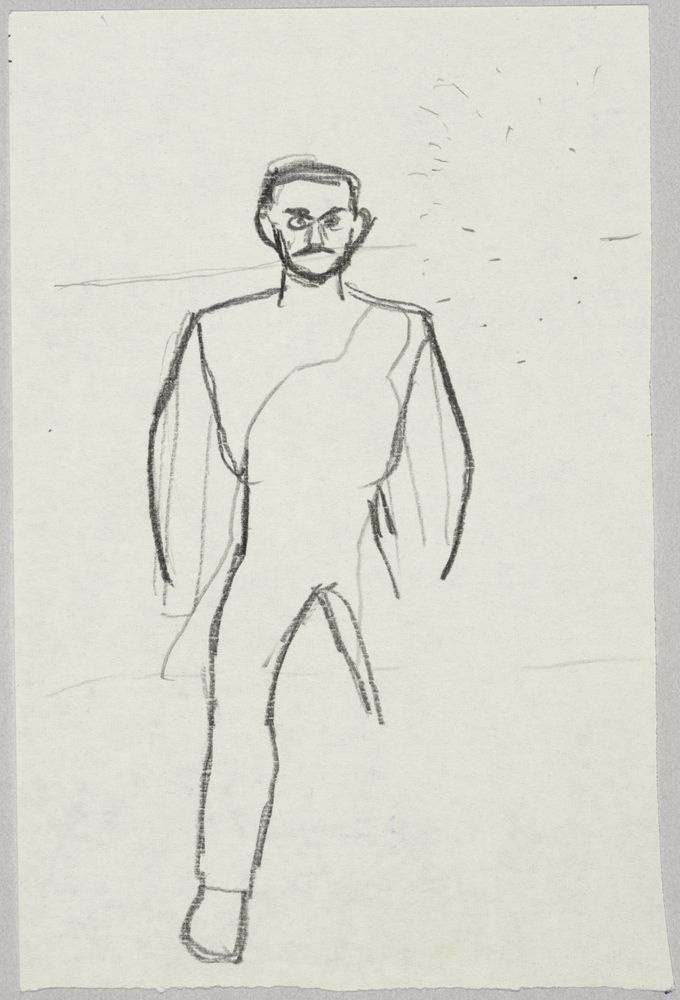ohne Titel [Porträtstudie - Mann mit Bärtchen in Trägerhose] (VG Bild-Kunst Bonn 2019 RR-F)