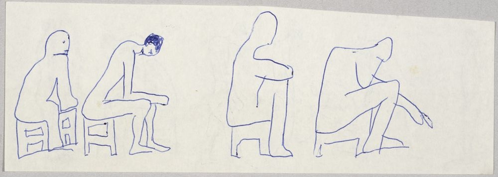 ohne Titel [Figurenstudie - Mann mit Hocker] (VG Bild-Kunst Bonn 2019 RR-F)