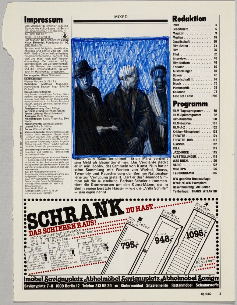 ohne Titel [Übermalung - Bild aus Tip-Magazin, 06/1981] (VG Bild-Kunst Bonn 2019 RR-F)