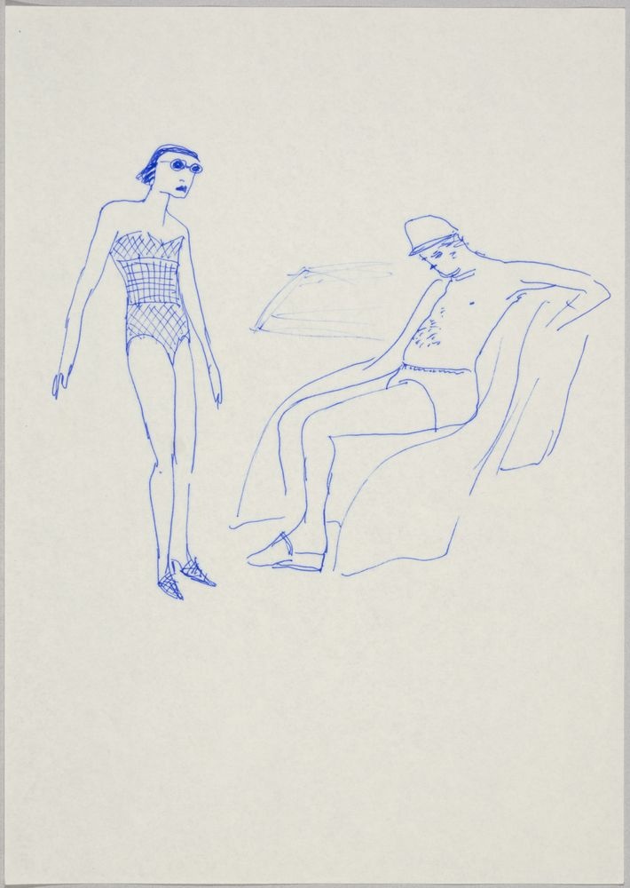 ohne Titel [Illustrative Studie - Paar in Badesachen] (VG Bild-Kunst Bonn 2019 RR-F)