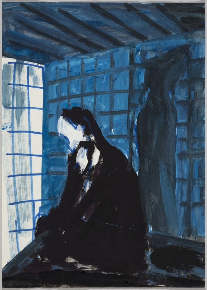 ohne Titel [Frau mit Kind in blauem Raum] (VG Bild-Kunst Bonn 2019 RR-F)