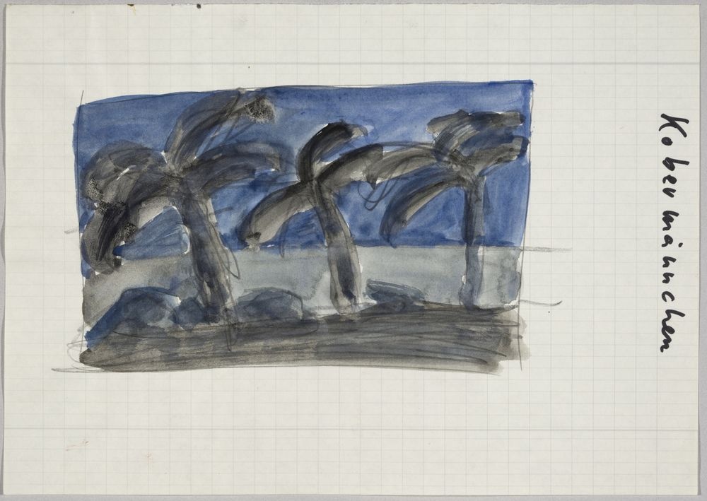 ohne Titel [Landschaftsstudie - Drei Palmen am Strand] (VG Bild-Kunst Bonn 2019 RR-F)