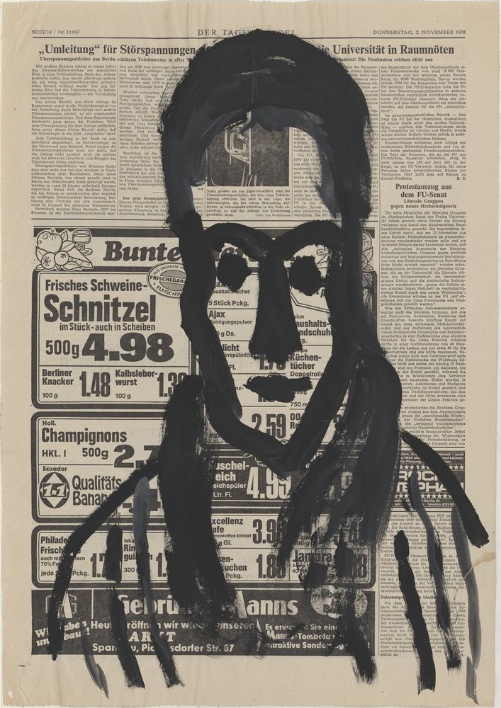 ohne Titel [G. G. - Porträt auf Zeitungspapier] (VG Bild-Kunst Bonn 2019 RR-F)