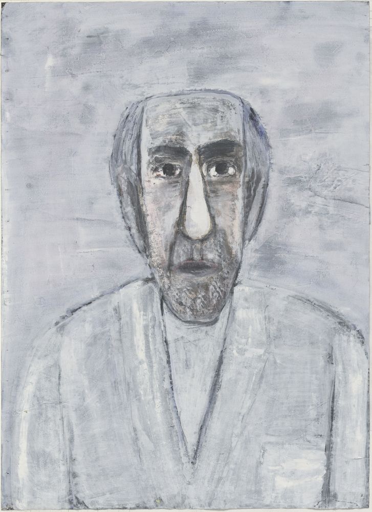 ohne Titel [Porträt auf Zeitungspapier, Alter Mann] (VG Bild-Kunst Bonn 2019 RR-F)