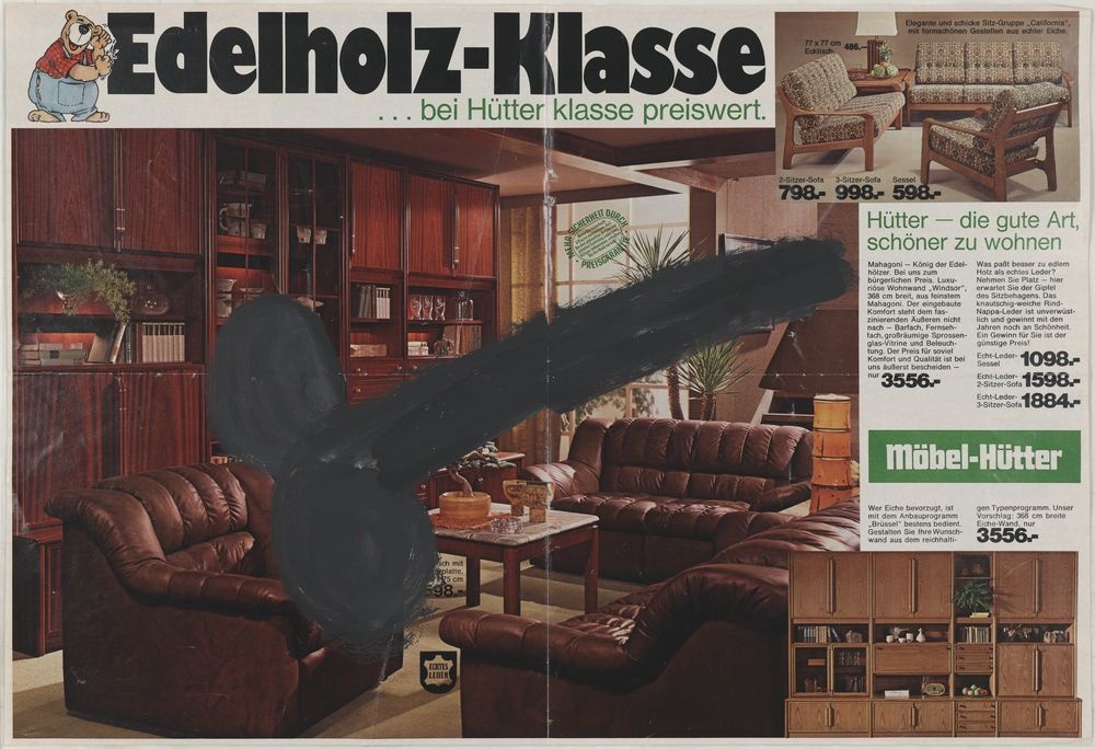 ohne Titel [Übermalung - Phallus auf Werbeblatt] (VG Bild-Kunst Bonn 2019 RR-F)