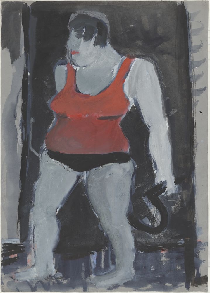 ohne Titel [Porträtstudie - Frau mit Sichel vor spanischer Wand] (VG Bild-Kunst Bonn 2019 RR-F)