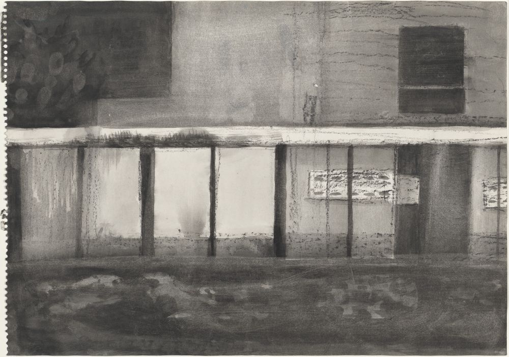 ohne Titel [Passagenbild - Haus mit Glaspassage bei Nacht] (VG Bild-Kunst Bonn 2019 RR-F)