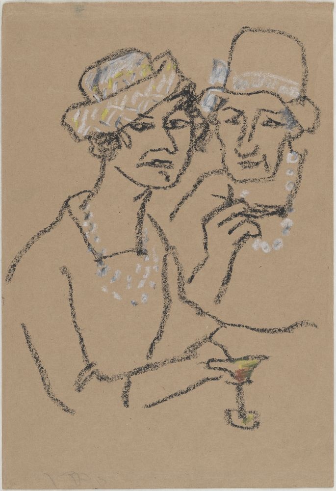 ohne Titel [Kneipenstudie - Zwei Damen mit Hut] (VG Bild-Kunst Bonn 2019 RR-F)