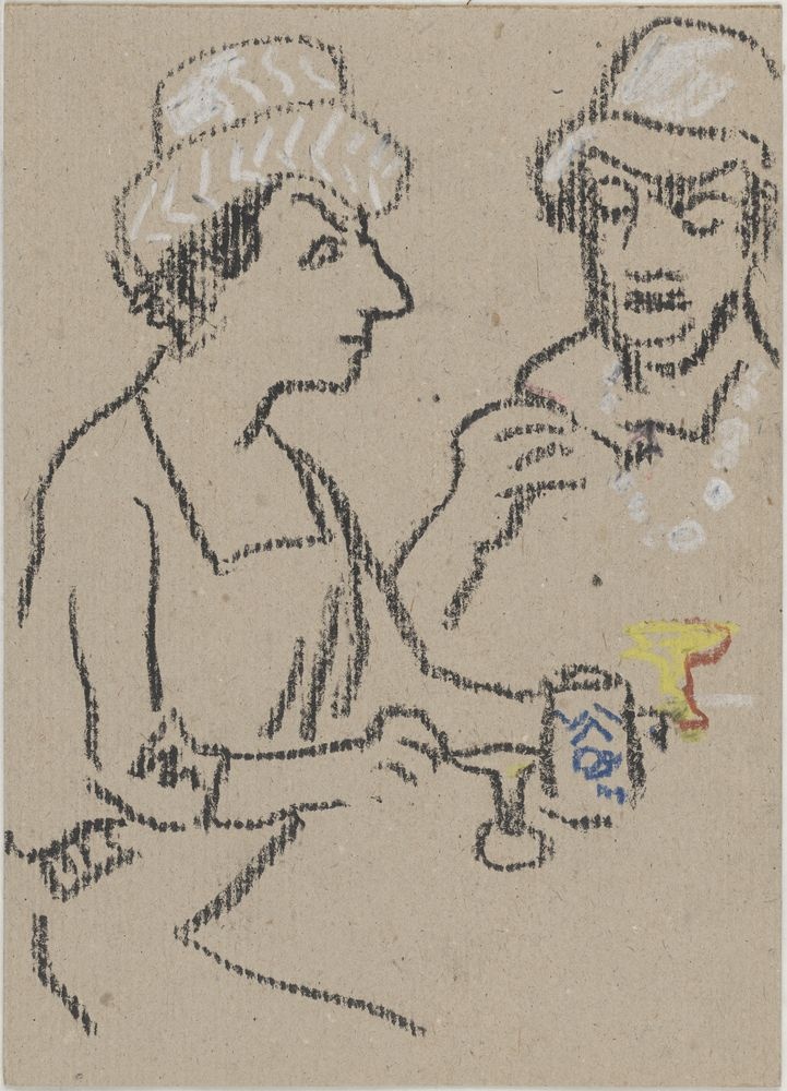 ohne Titel [Kneipenstudie - Zwei Damen mit Hut] (VG Bild-Kunst Bonn 2019 RR-F)