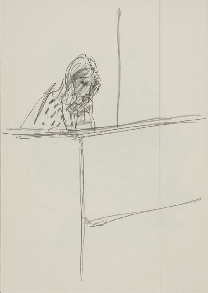 ohne Titel [Studie aus Skizzenbuch 1: Person auf Galerie] (VG Bild-Kunst Bonn 2019 RR-F)