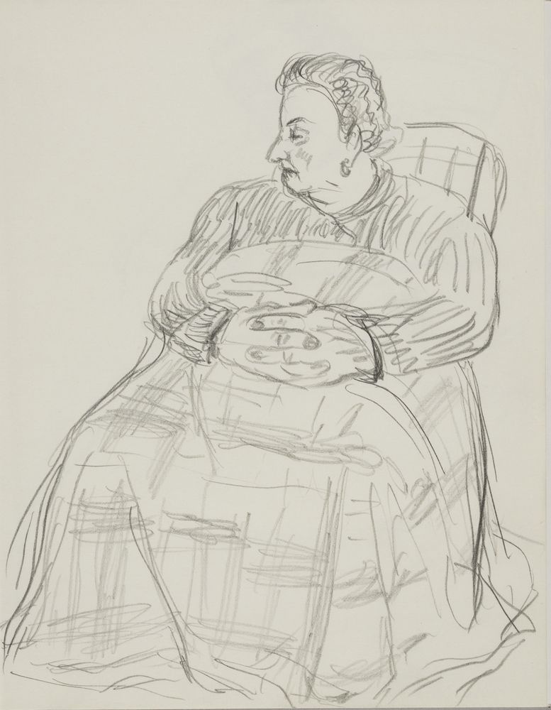 ohne Titel [Studie aus Skizzenbuch 3: Ältere Frau, im Sessel] (VG Bild-Kunst Bonn 2019 RR-F)