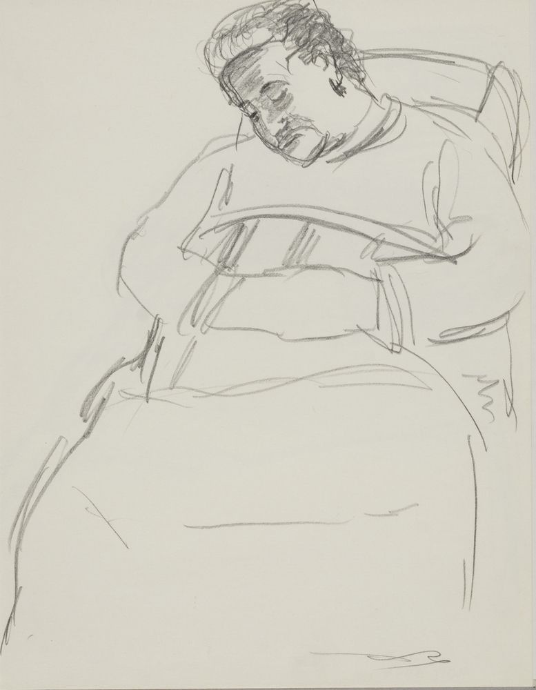ohne Titel [Studie aus Skizzenbuch 3: Ältere Frau, im Sessel] (VG Bild-Kunst Bonn 2019 RR-F)