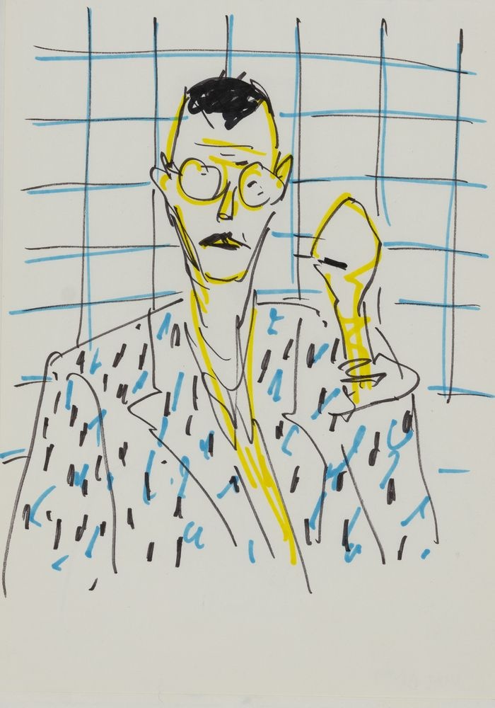 ohne Titel [Studie aus Skizzenbuch 4: Mann mit Brille vor Fliesen] (VG Bild-Kunst Bonn 2019 RR-F)