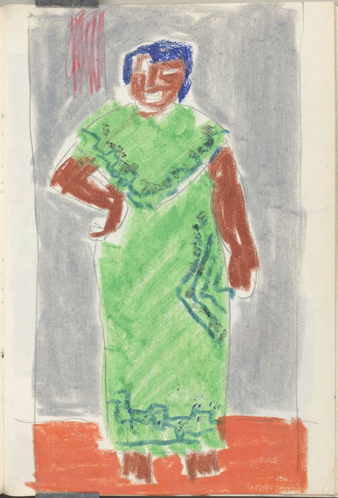 ohne Titel [Studie aus Skizzenbuch 9: Frau in grünem Kleid] (VG Bild-Kunst Bonn 2019 RR-F)