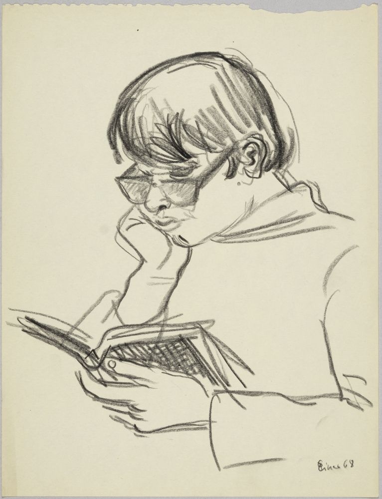 ohne Titel [Pragstudie - Junger Mann mit Brille, lesend] (VG Bild-Kunst Bonn 2019 RR-F)