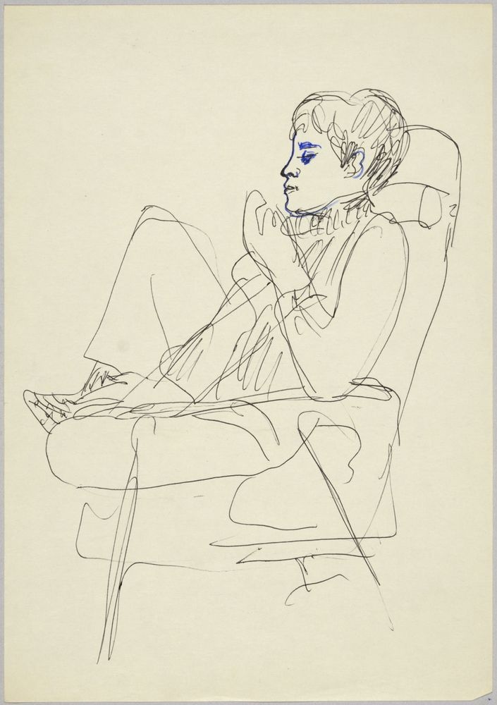 ohne Titel [Personenstudie - Junge Frau im Sessel] (VG Bild-Kunst Bonn 2019 RR-F)