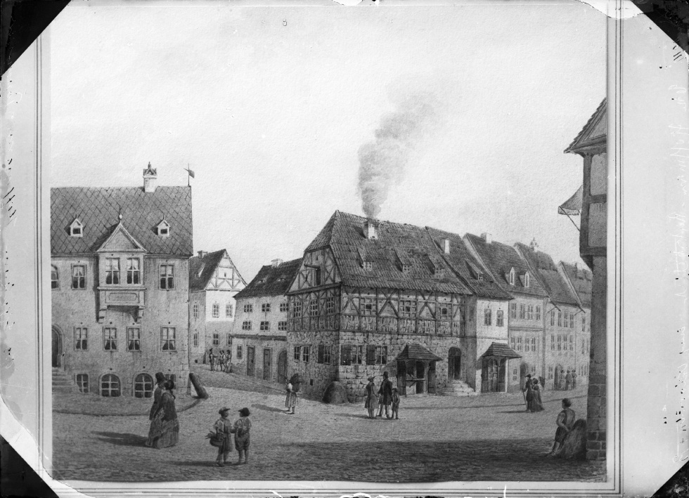 Merseburg, Marktplatz - Ostseite (Kulturhistorisches Museum Schloss Merseburg CC BY-NC-SA)