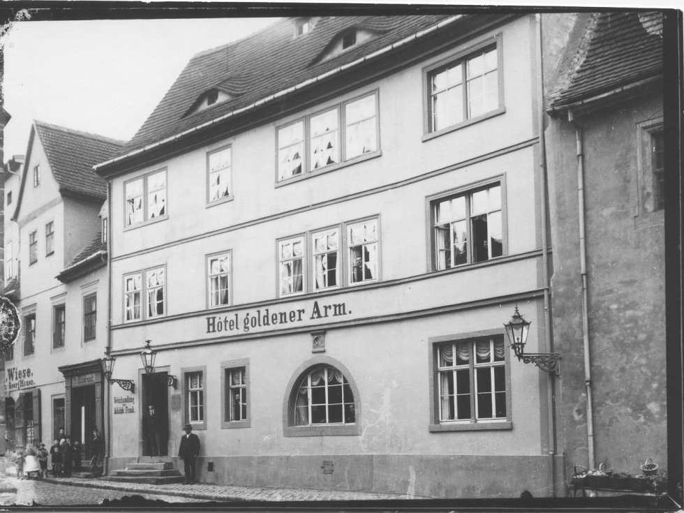 Merseburg, Burgstraße 2, Hotel &quot;Goldener Arm&quot;, (Kulturhistorisches Museum Schloss Merseburg CC BY-NC-SA)