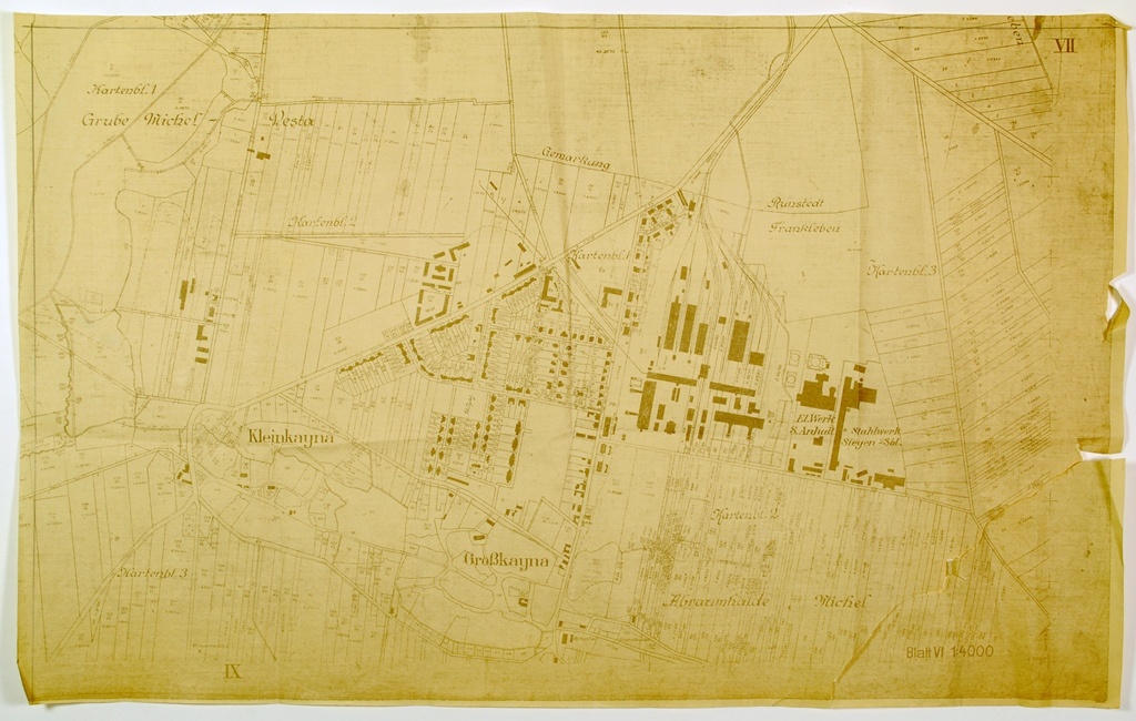 Karte von Groß- und Kleinkayna mit Grube Michel (Kulturhistorisches Museum Schloss Merseburg CC BY-NC-SA)