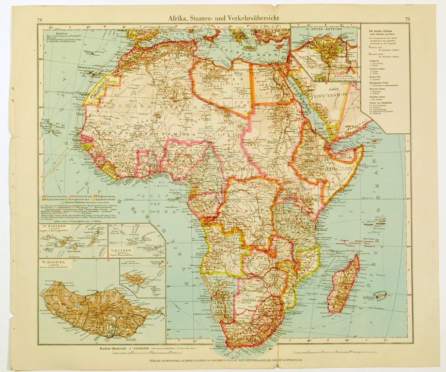 Afrika, Staaten- und Verkehrsübersicht (Kulturhistorisches Museum Schloss Merseburg CC BY-NC-SA)