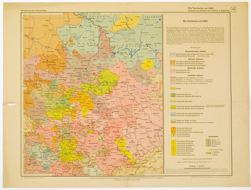 Die Territorien um 1485 (Kulturhistorisches Museum Schloss Merseburg CC BY-NC-SA)