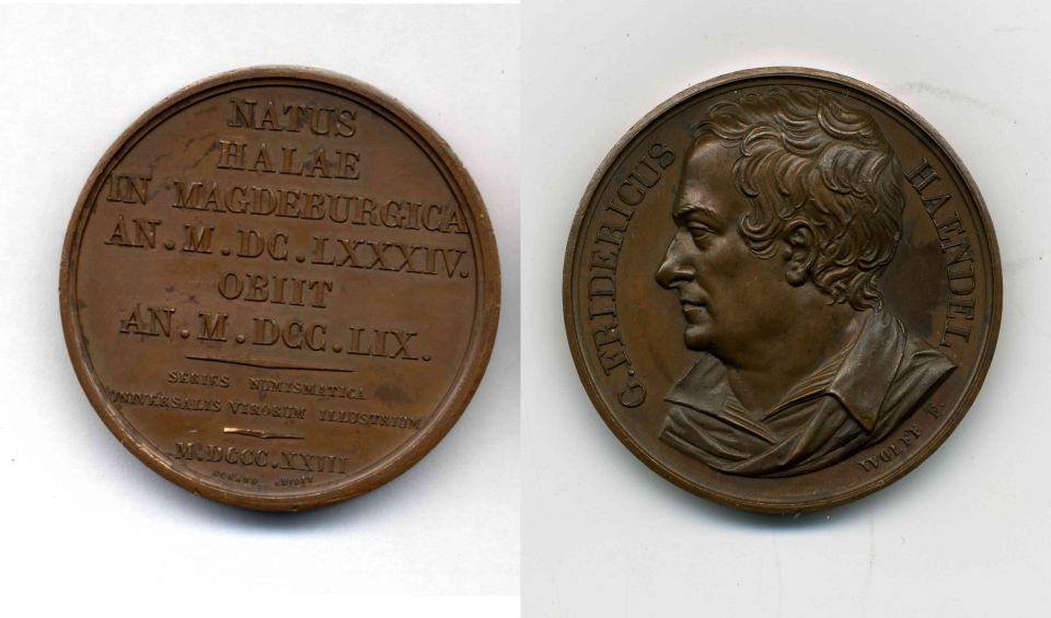 Bronzemedaille mit Porträt Georg Friedrich Händel (Stiftung Händel-Haus Halle CC BY-NC-SA)