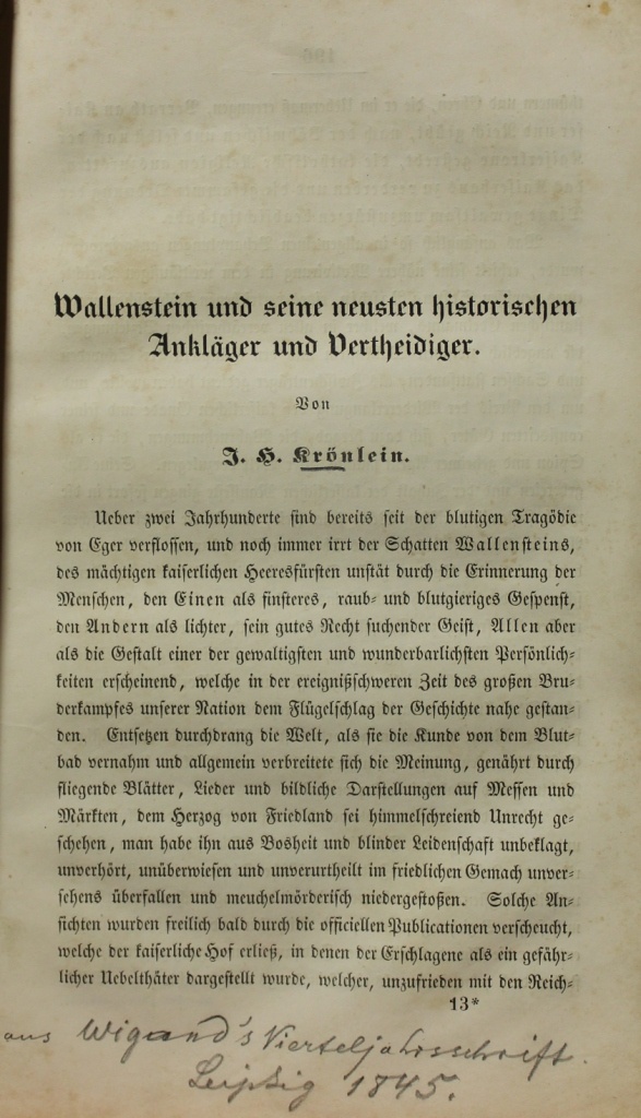 Wallenstein und seine neusten historischen Ankläger und Vertheidiger (Museum im Schloss Lützen CC BY-NC-SA)