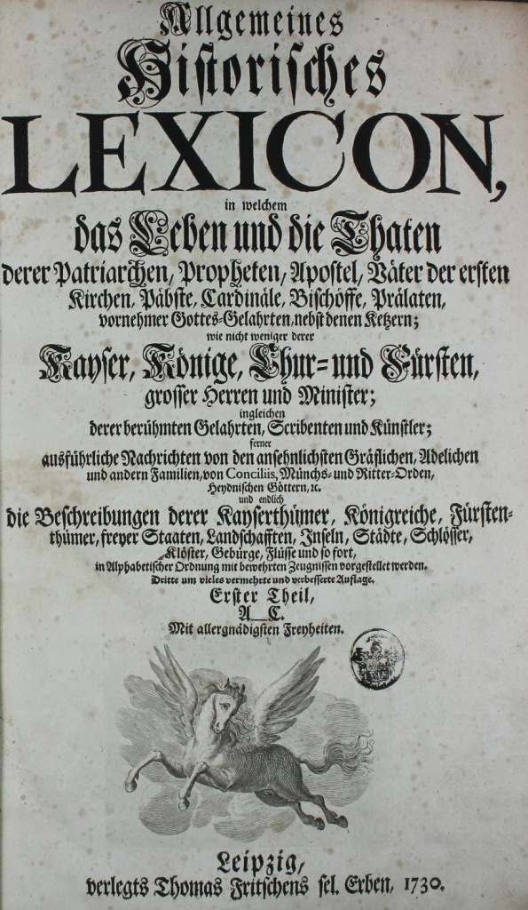 Allgemeines Historisches Lexicon. Erster Theil A - C (Museum im Schloss Lützen CC BY-NC-SA)