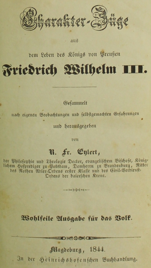 Charakterei-Züge aus dem Leben des Königs von Preußen Friedrich Wilhelm III. (Museum im Schloss Lützen CC BY-NC-SA)
