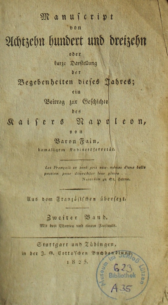 Manuscript von Achtzehnhundert und dreizehn (Museum im Schloss Lützen CC BY-NC-SA)