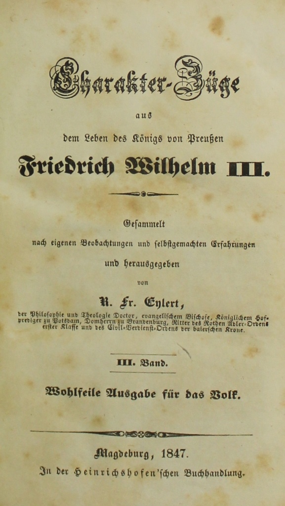 Charakterei-Züge aus dem Leben des Königs von Preußen Friedrich Wilhelm III. (Museum im Schloss Lützen CC BY-NC-SA)