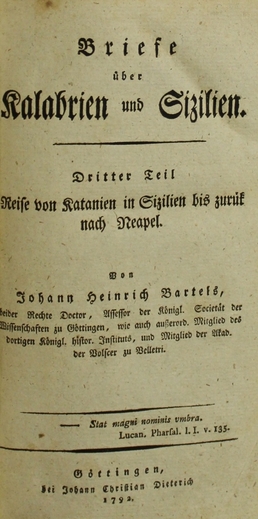 Briefe über Kalabrien und Sizilien, 3. Theil, bei Johann Christian Dieterich (Museum im Schloss Lützen CC BY-NC-SA)