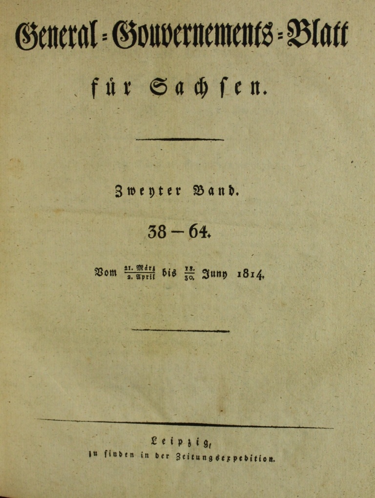 General-Gouvernements-Blatt für Sachsen (Museum im Schloss Lützen CC BY-NC-SA)