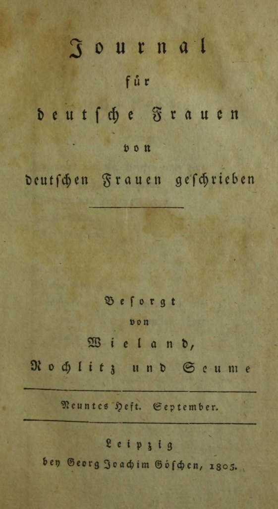 Journal für deutsche Frauen von deutschen Frauen geschrieben (Museum im Schloss Lützen CC BY-NC-SA)