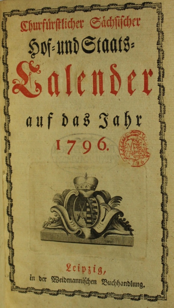 Churfürstlicher Sächsischer Hof- und Staats-Kalender (Museum im Schloss Lützen CC BY-NC-SA)