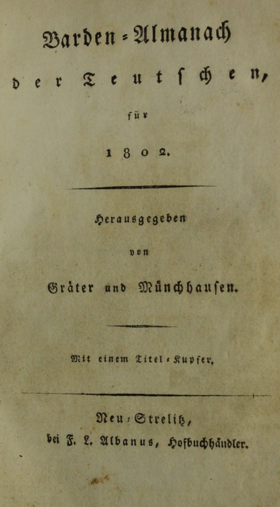 Barden-Almanach der Teutschen (Museum im Schloss Lützen CC BY-NC-SA)