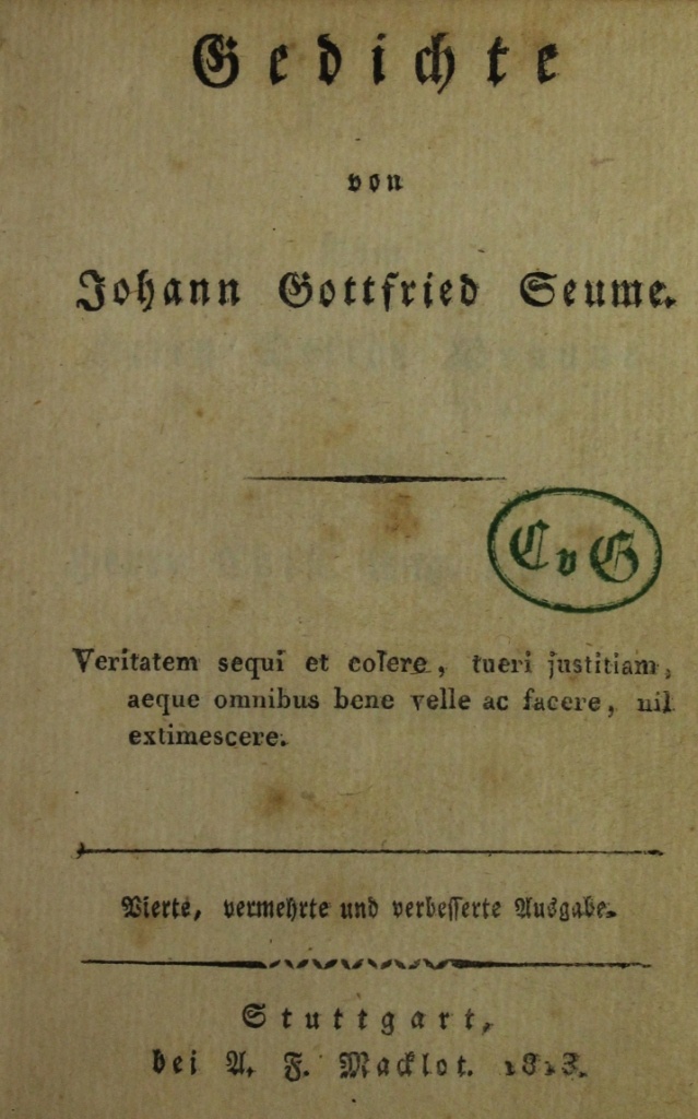 Gedichte von Johann Gottfried Seume (Museum im Schloss Lützen CC BY-NC-SA)