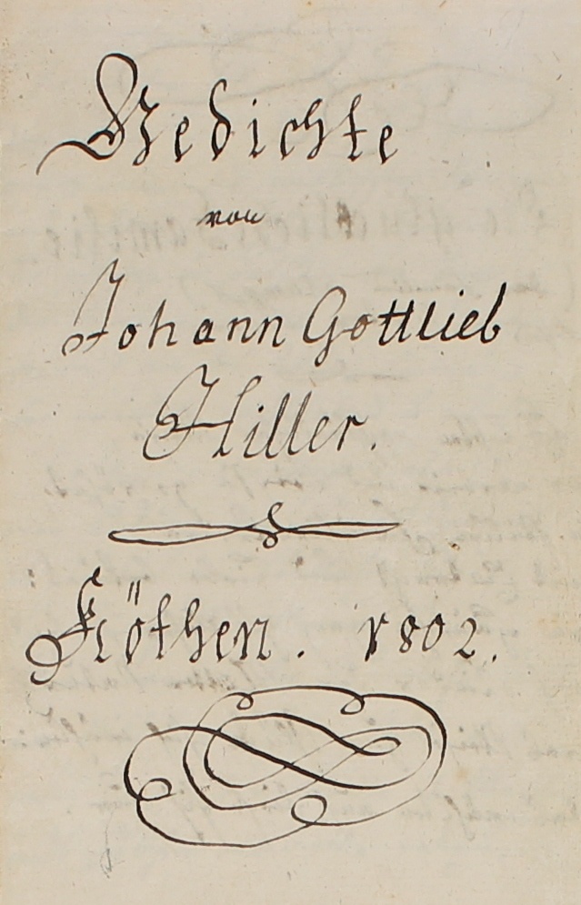 Hiller: Gedichtmanuskript, 1802 (Museum im Schloss Lützen CC BY-NC-SA)