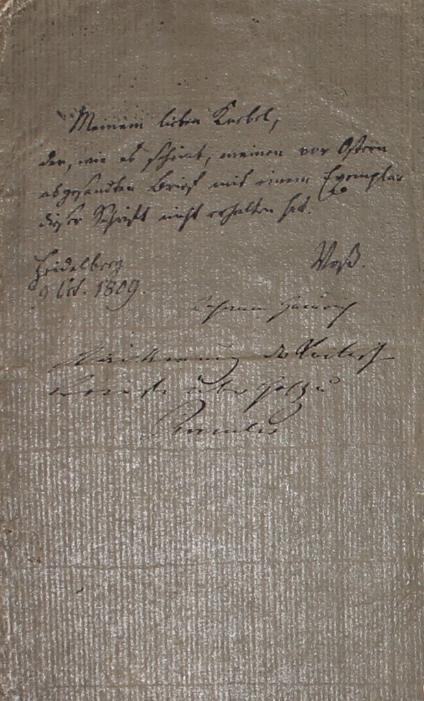 Voß: Vorsatzblatt, 9.10.1809 (Museum im Schloss Lützen CC BY-NC-SA)