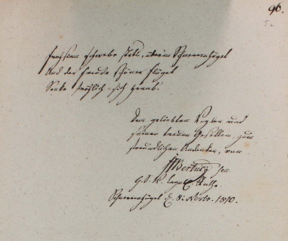 Bertuch: Albumblatt &quot;Fohsinn schwebe …&quot;, 8.11.1810 (Museum im Schloss Lützen CC BY-NC-SA)