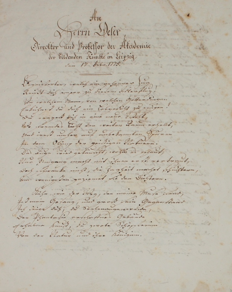 Becker: Manuskript, 17.2.1775 (Museum im Schloss Lützen CC BY-NC-SA)